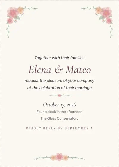 Invitations in the watercolor design
