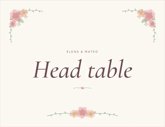 Table signs in the watercolor design